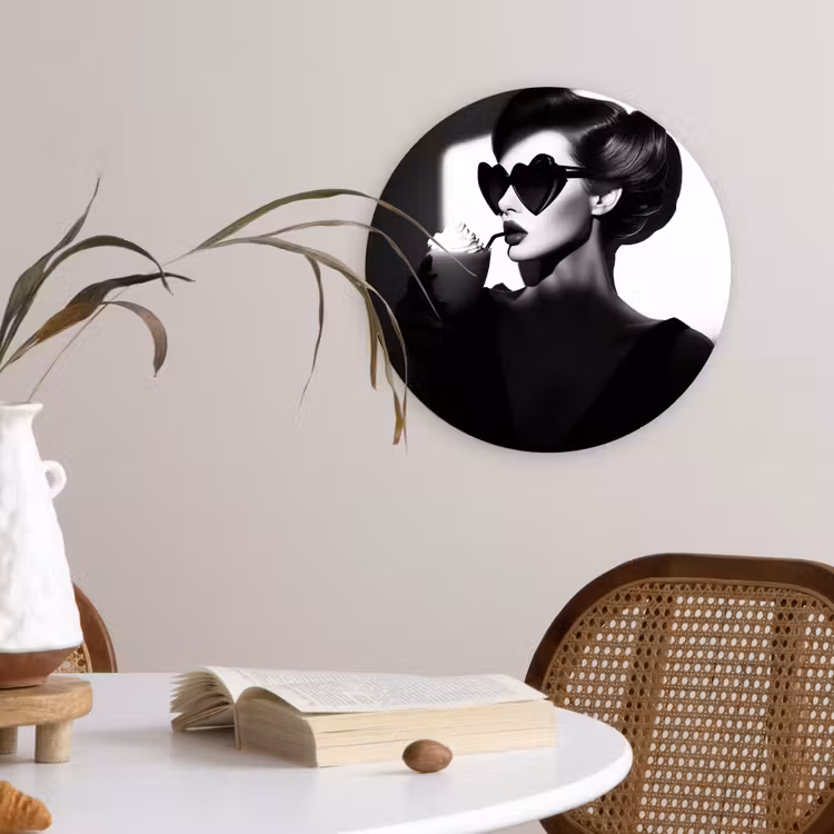 Wandcirkel - Glas - Vrouw - Zwart - Hart — 4