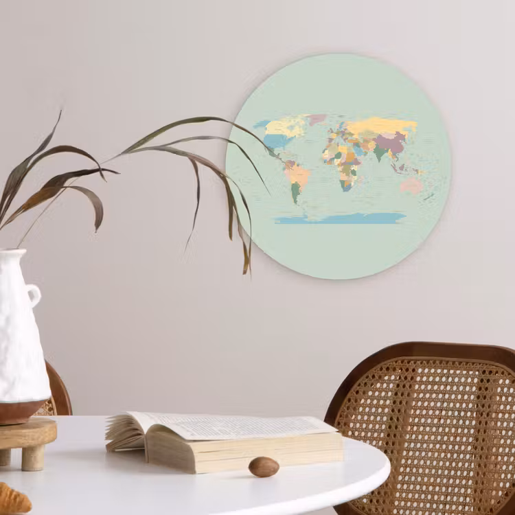 Wandcirkel - Glas - Wereldkaart - Realistisch - Kaart — 4