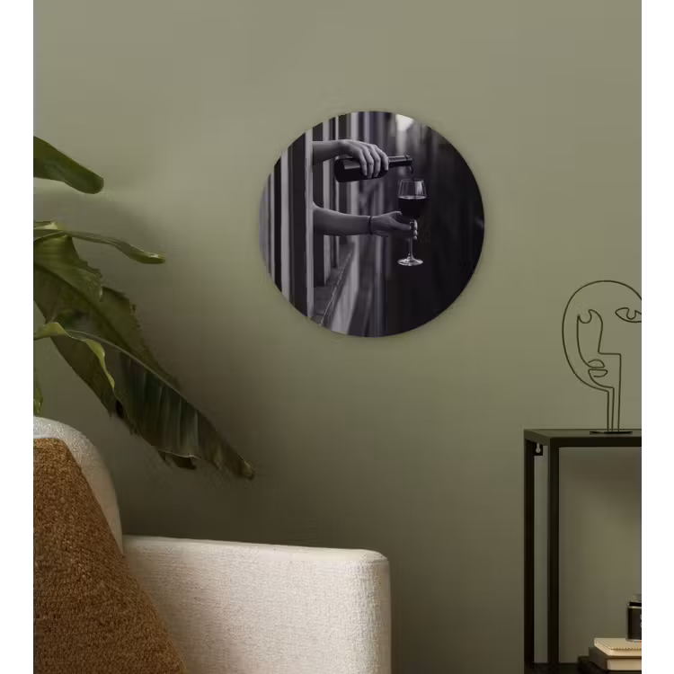 Wandcirkel - Glas - Wijnfles - Glas - Handen - Raam — 3