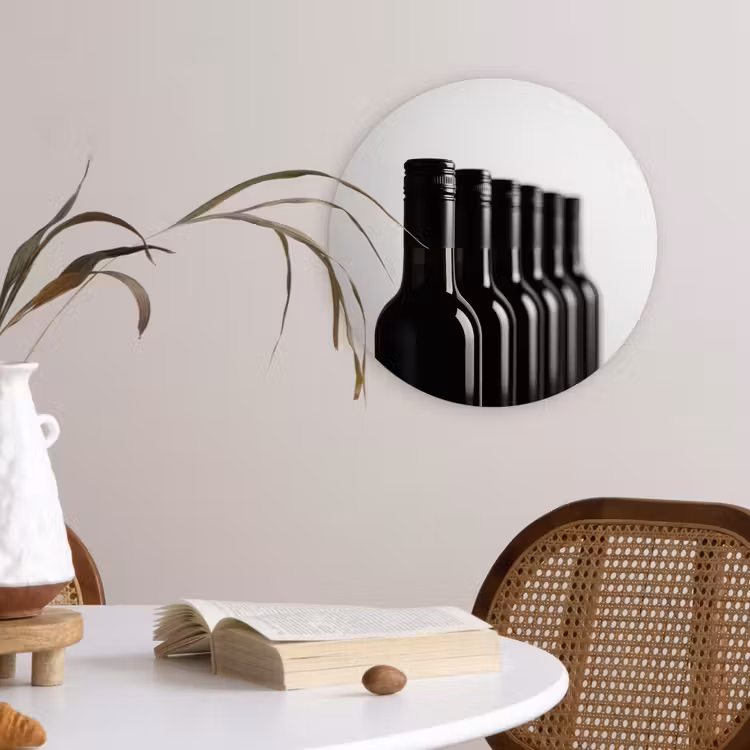 Wandcirkel - Glas - Wijnflessen - Zwart - Minimalistisch — 4