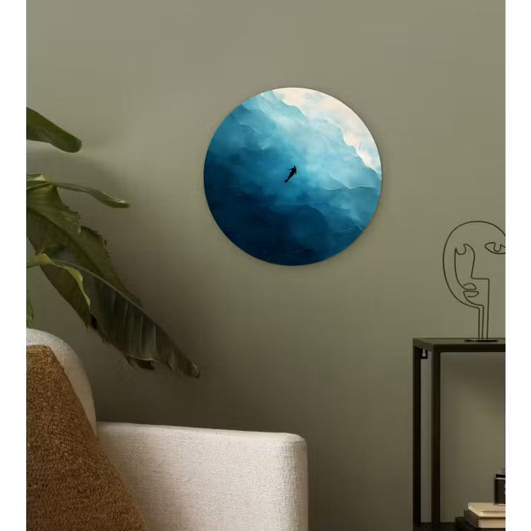 Wandcirkel - Glas - Zee - Silhouet - Abstract - Blauw — 3
