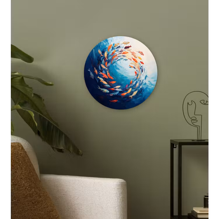 Wandcirkel - Glas - Zee - Vissen - Kleurrijk - Dynamisch — 3