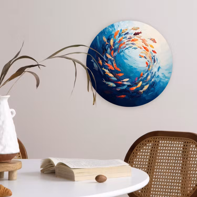 Wandcirkel - Glas - Zee - Vissen - Kleurrijk - Dynamisch — 4