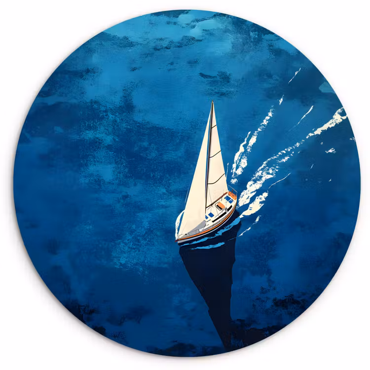 Wandcirkel - Glas - Zeilboot - Water - Abstract - Schaduw — 1