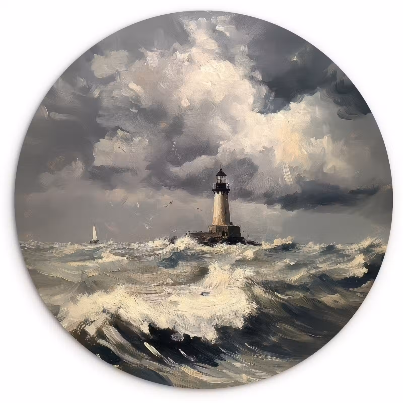 Wandcirkel - Glas - Vuurtoren - Golven - Storm — 1