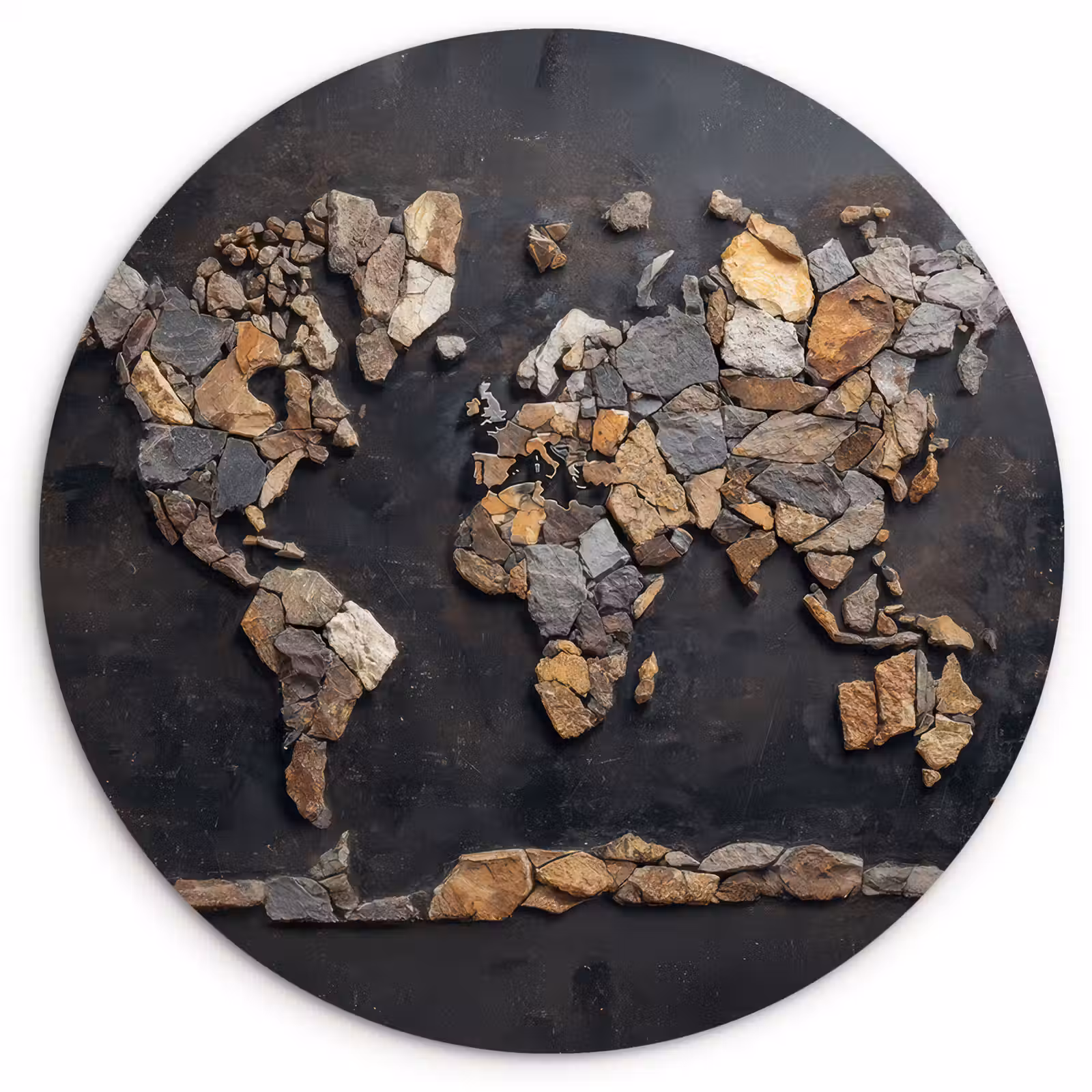 Wandcirkel - Glas - Wereldkaart - Stenen - Realistisch — 1