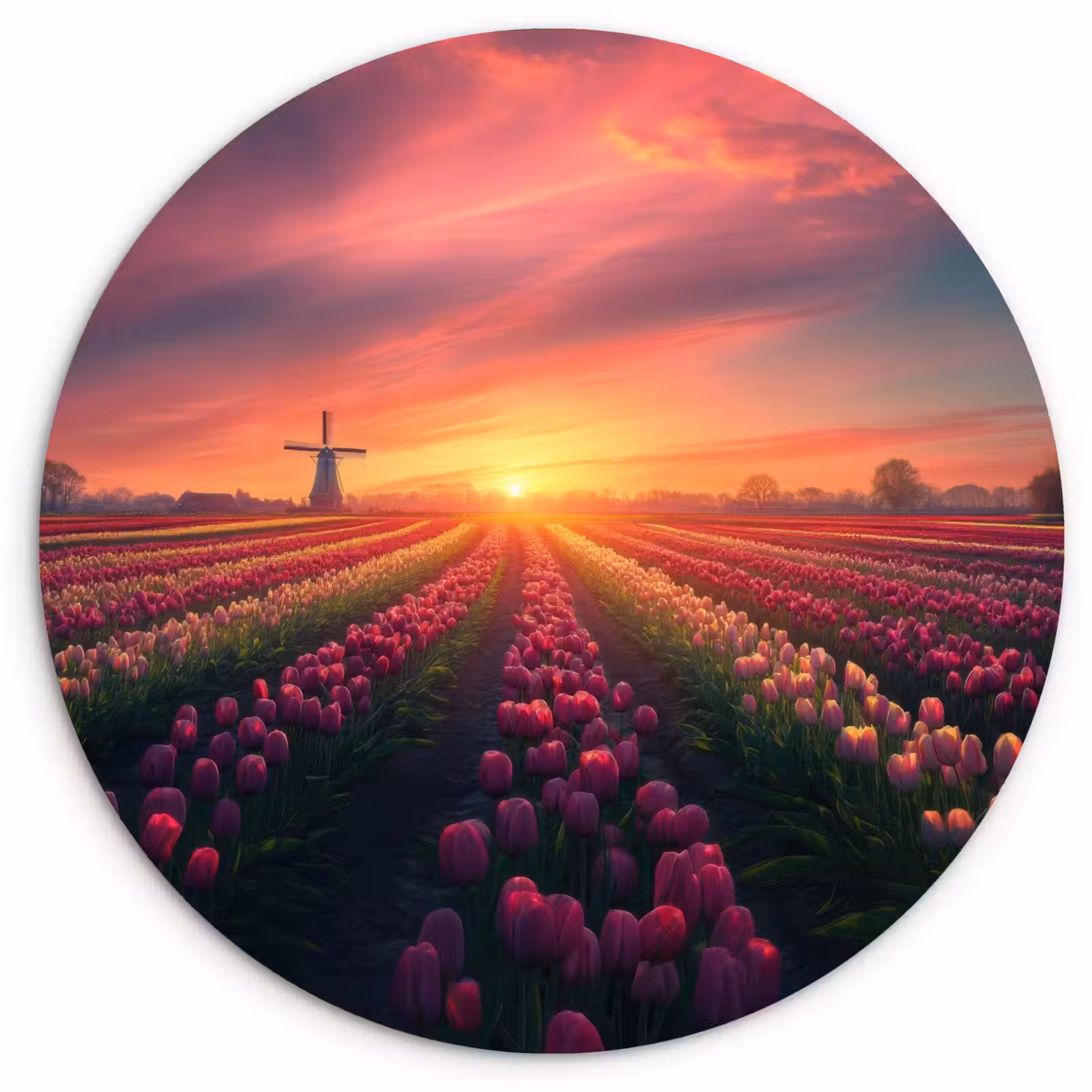 Wandcirkel - Glas - Windmolen - Zonsondergang - Landschap — 1