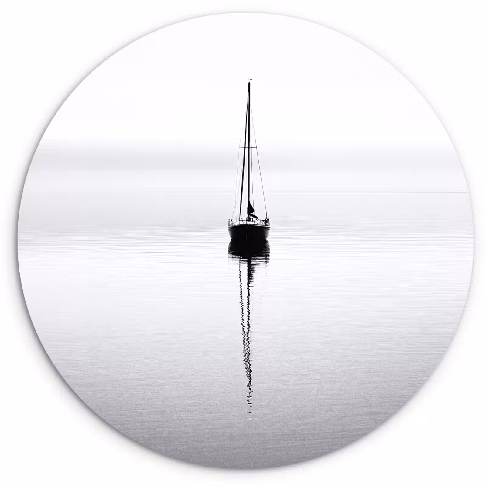 Wandcirkel - Glas - Zeilboot - Zwart - Water - Silhouet — 1