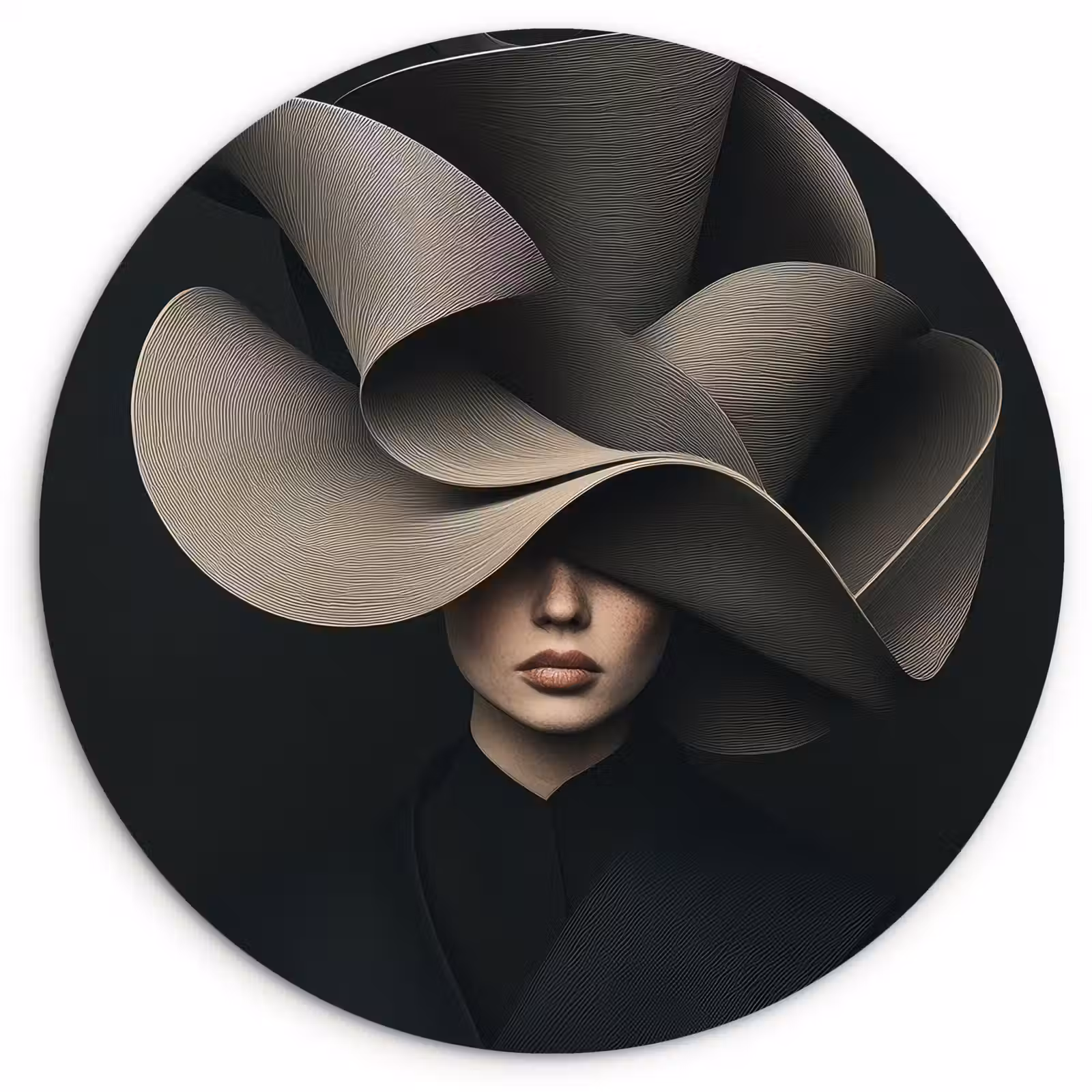 Wandcirkel - Glas - Zwarte - Hoed - Vrouw — 1