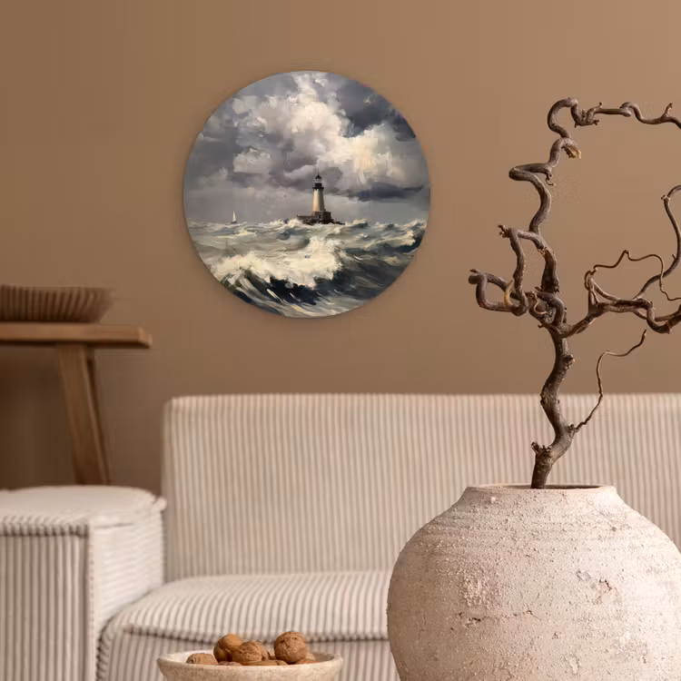 Wandcirkel - Glas - Vuurtoren - Golven - Storm — 2