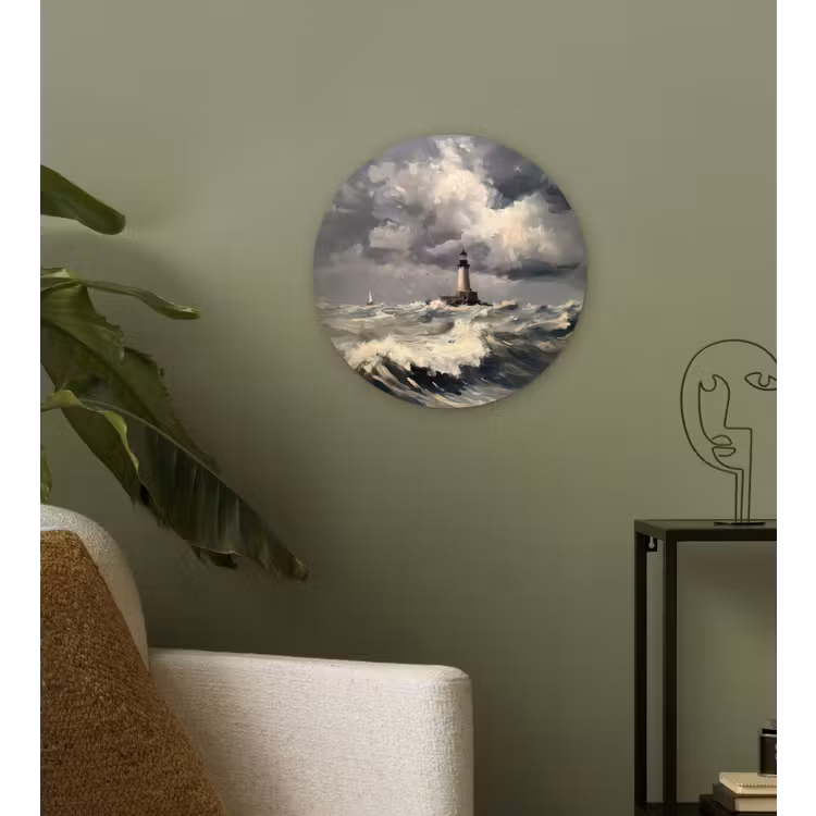 Wandcirkel - Glas - Vuurtoren - Golven - Storm — 3