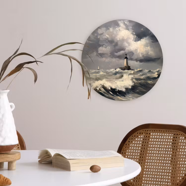 Wandcirkel - Glas - Vuurtoren - Golven - Storm — 4