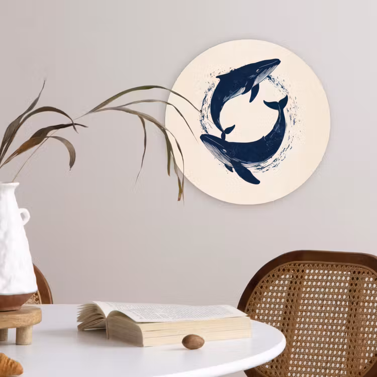 Wandcirkel - Glas - Walvissen - Spetters - Cirkel - Donkerblauw — 4