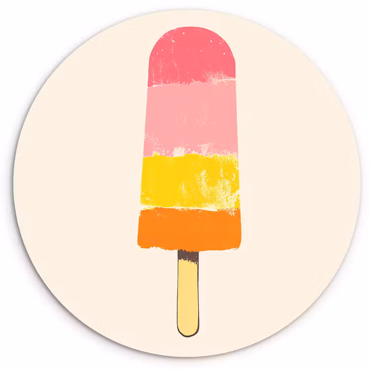 Wandcirkel - Glas - Waterijsje - Retro - Stokje - Roze — 1