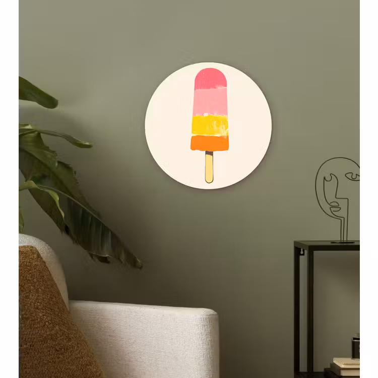 Wandcirkel - Glas - Waterijsje - Retro - Stokje - Roze — 3
