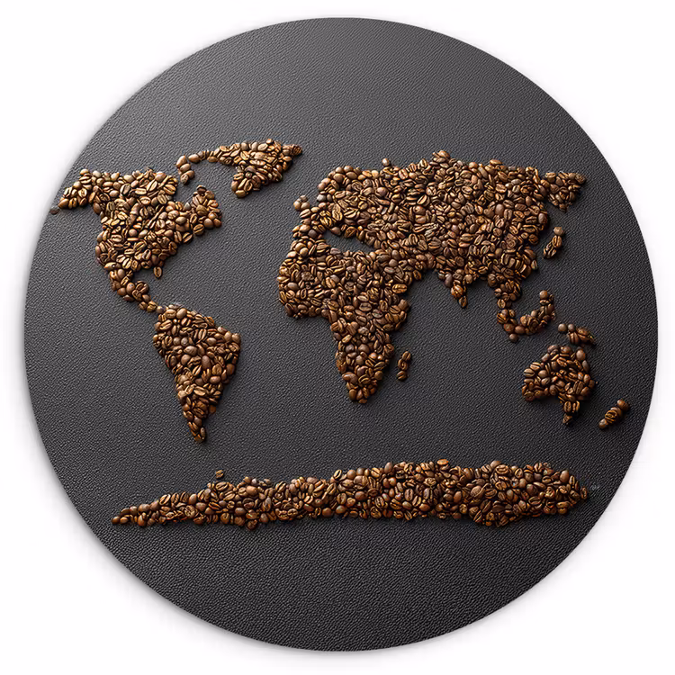 Wandcirkel - Glas - Wereldkaart - Koffie - Grijs — 1