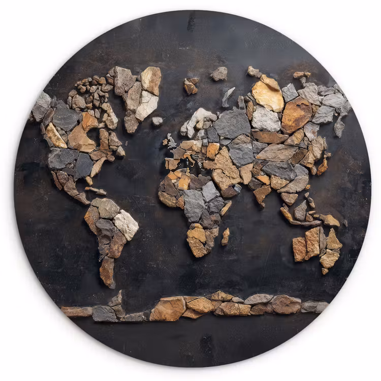Wandcirkel - Glas - Wereldkaart - Stenen - Realistisch — 1