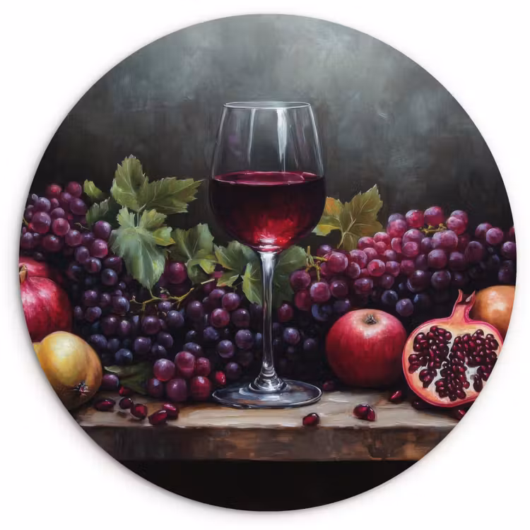 Wandcirkel - Glas - Wijn - Fruit - Stilleven — 1