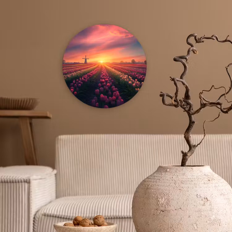 Wandcirkel - Glas - Windmolen - Zonsondergang - Landschap — 2