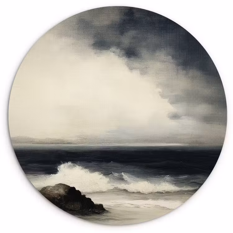 Wandcirkel - Glas - Zee - Rotsen - Storm — 1