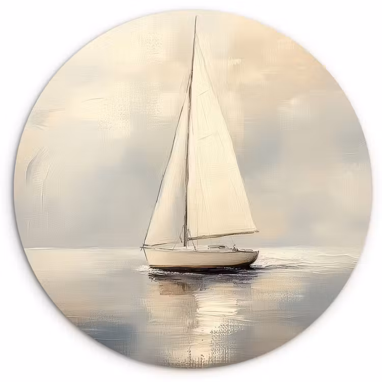 Wandcirkel - Glas - Zeilschip - Zee - Bewolkt — 1