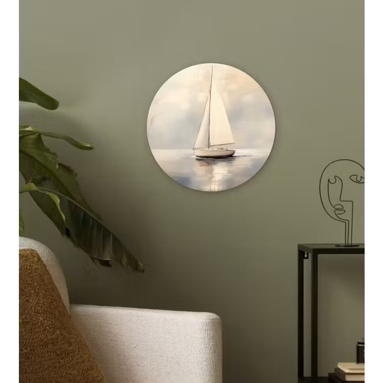Wandcirkel - Glas - Zeilschip - Zee - Bewolkt — 3