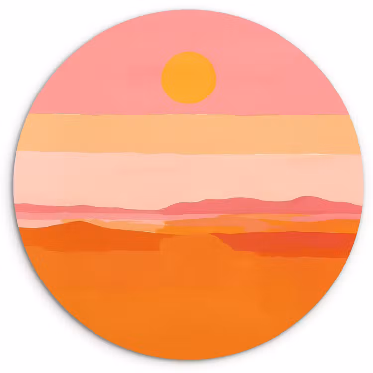 Wandcirkel - Glas - Zon - Abstract - Landschap - Oranje — 1