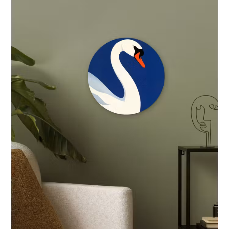 Wandcirkel - Glas - Zwaan - Wit - Snavel - Illustratie — 3