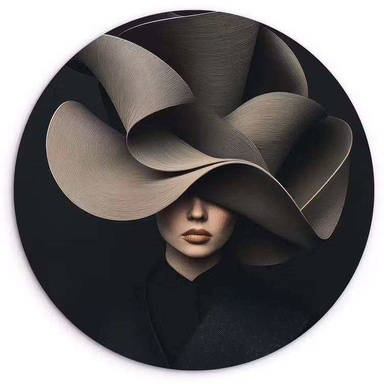 Wandcirkel - Glas - Zwarte - Hoed - Vrouw — 1