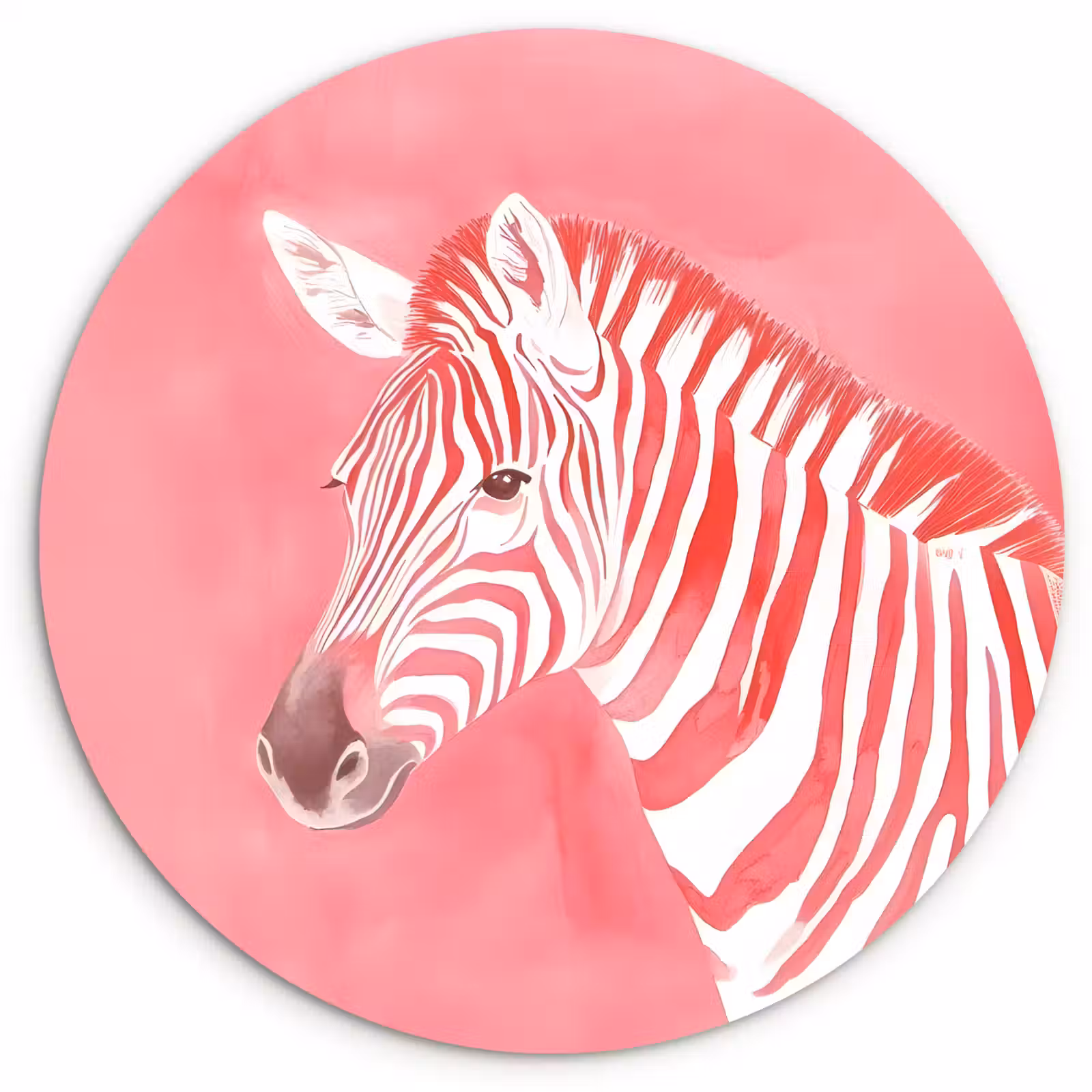 Wandcirkel - Glas - Zebra - Pink - Verf — 1