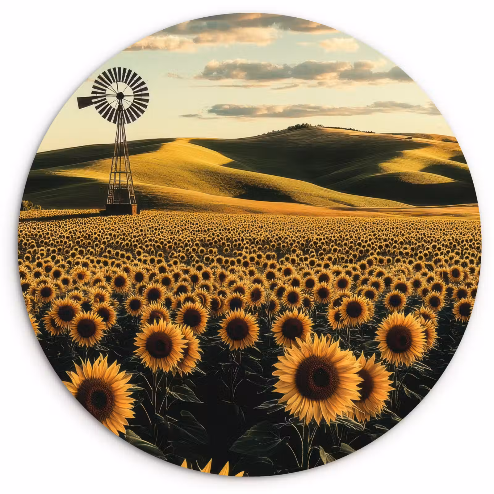 Wandcirkel - Glas - Zonnebloem - Veld - Windmolen — 1