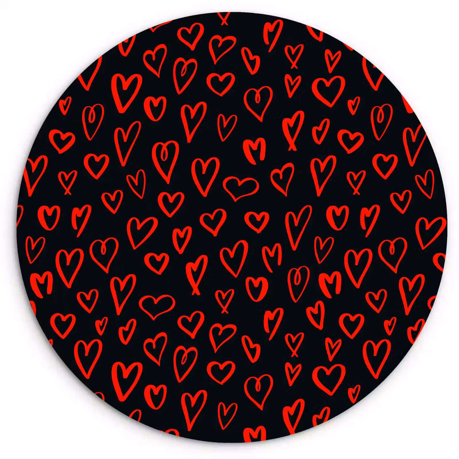 Wandcirkel - Glas - Zwart - Harten - Rood — 1