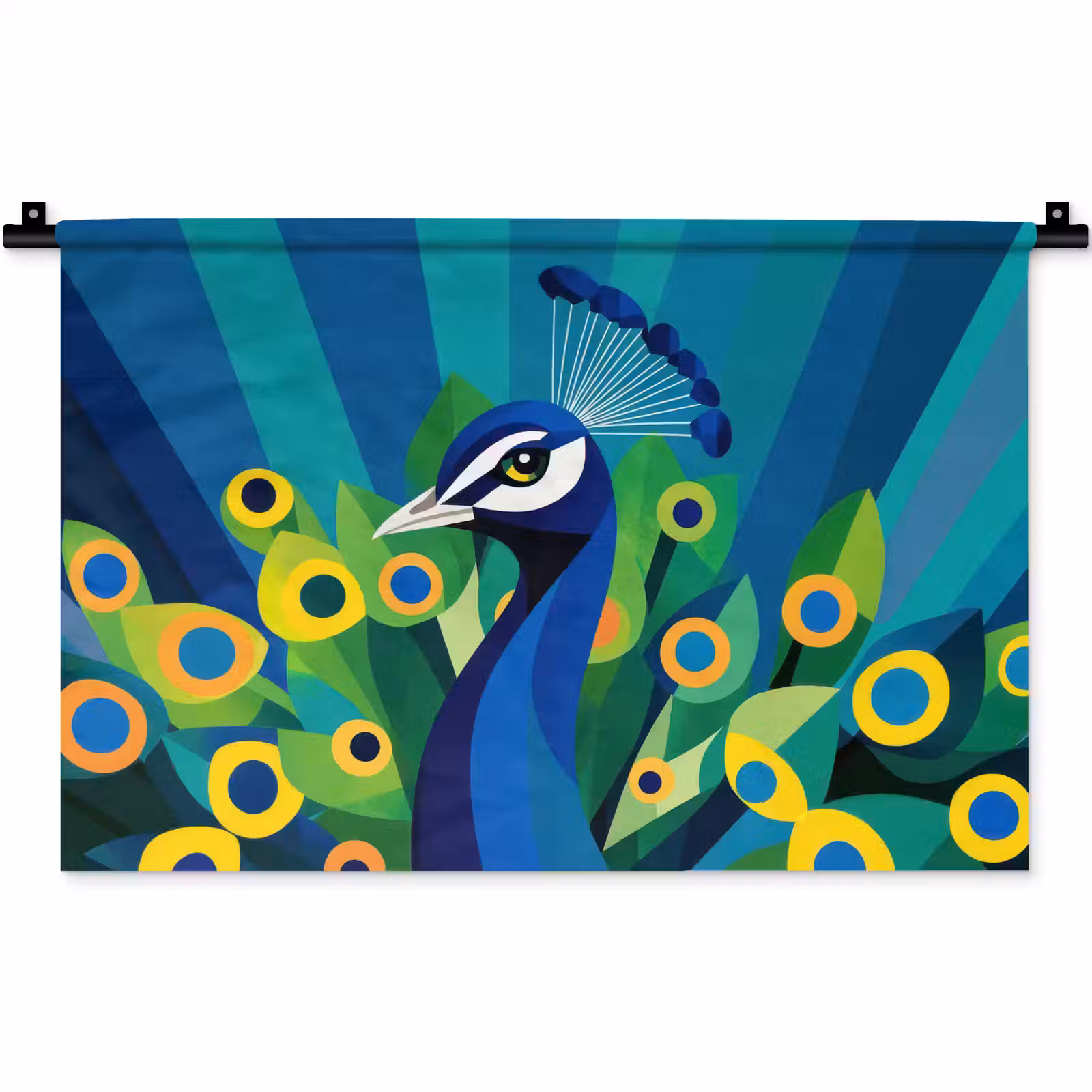 Wandkleed - Pauw - Cirkels - Blauw — 1