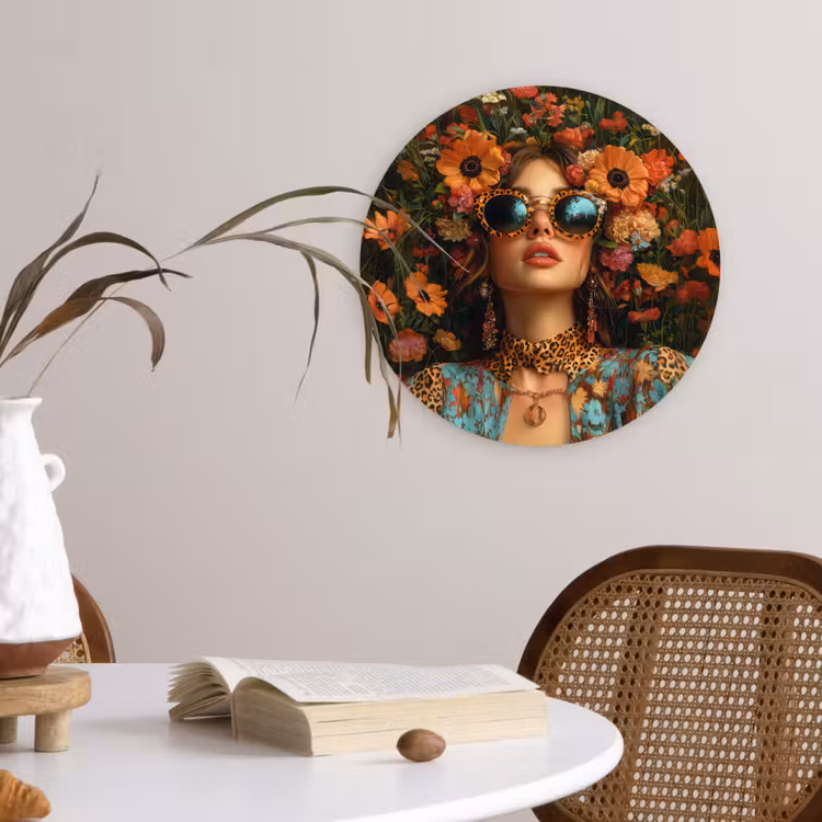 Wandcirkel - Glas - Vrouwen - Bloemen - Modern - Bril - Abstract — 4