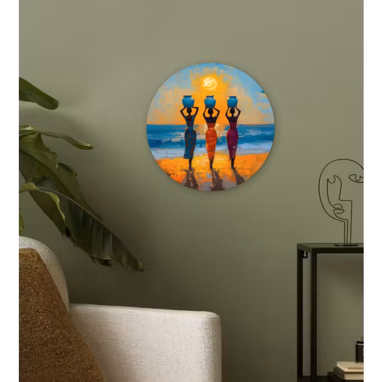 Wandcirkel - Glas - Vrouwen - Strand - Zondsondergang — 3
