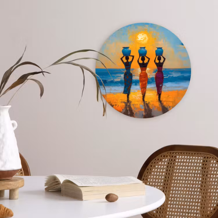 Wandcirkel - Glas - Vrouwen - Strand - Zondsondergang — 4