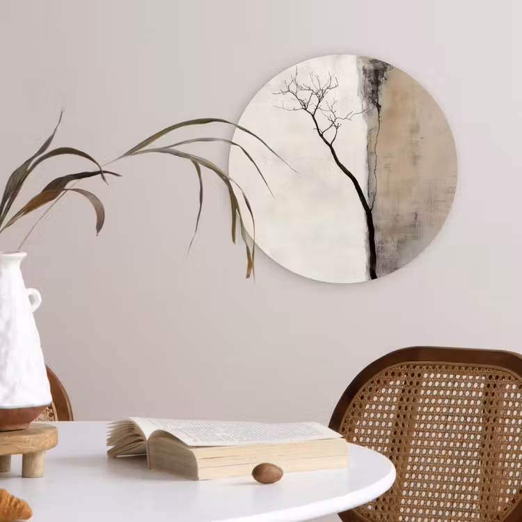 Wandcirkel - Glas - Wabi sabi - Plant - Beige — 4