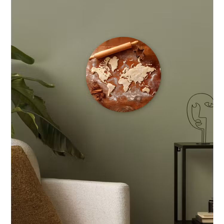 Wandcirkel - Glas - Wereldkaart - Koekjesdeeg - Warme baksfeer — 3
