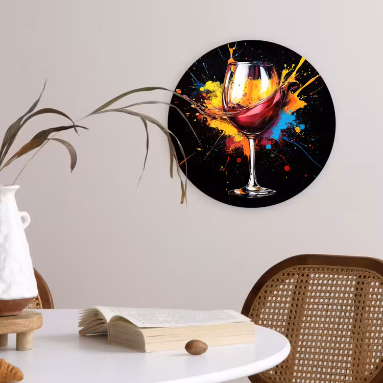 Wandcirkel - Glas - Wijn - Glas - Graffiti - Borrel - Rood - Verf — 4