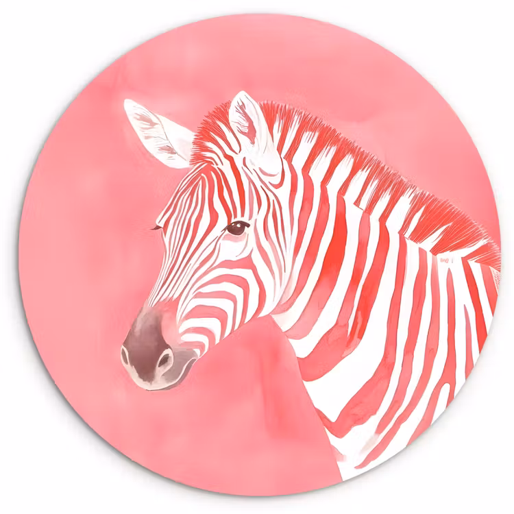 Wandcirkel - Glas - Zebra - Pink - Verf — 1