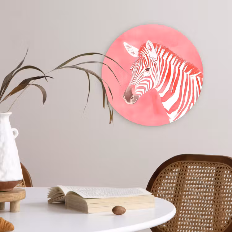 Wandcirkel - Glas - Zebra - Pink - Verf — 4