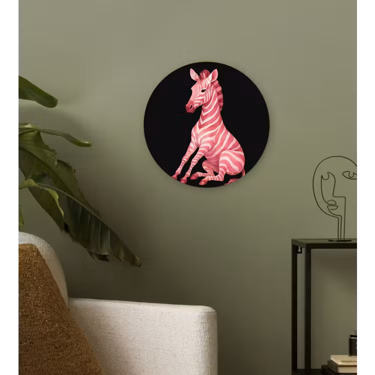 Wandcirkel - Glas - Zebra - Roze - Gestreept — 3