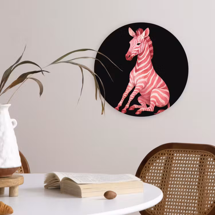 Wandcirkel - Glas - Zebra - Roze - Gestreept — 4