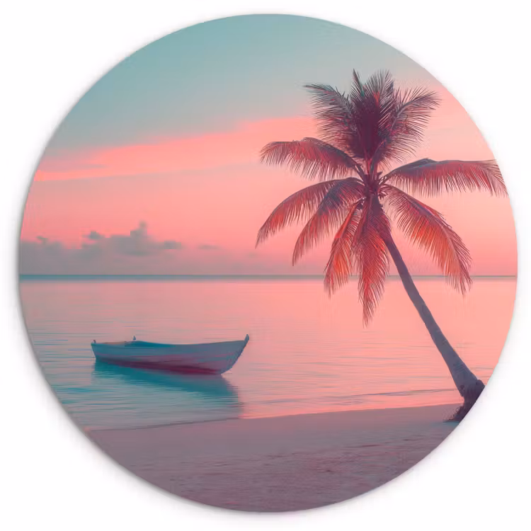 Wandcirkel - Glas - Zee - Boot - Zonsondergang — 1