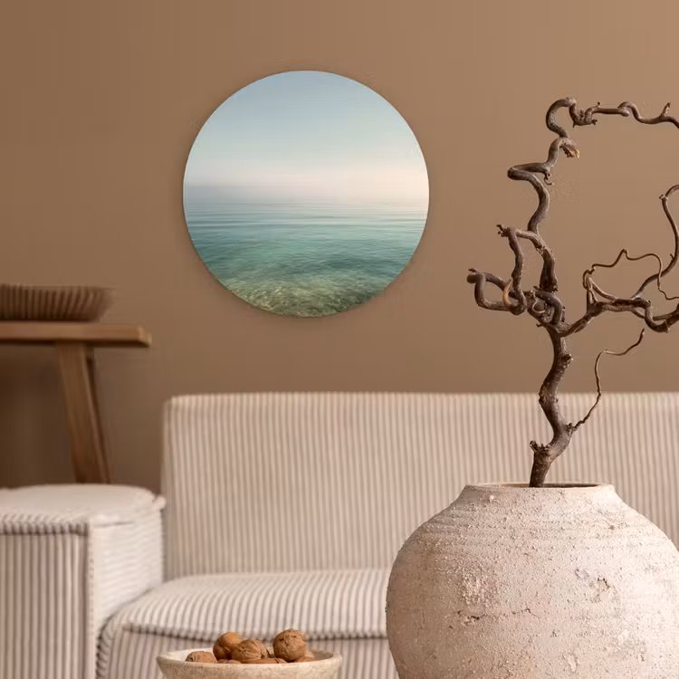 Wandcirkel - Glas - Zee - Horizon - Blauw - Mist — 2