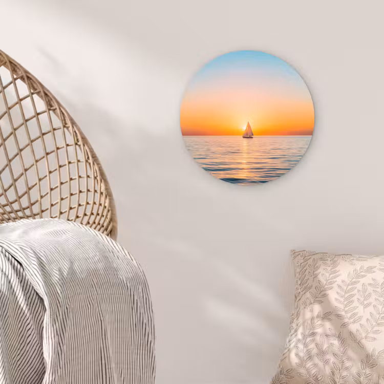 Wandcirkel - Glas - Zee - Zeilboot - Zonsondergang — 5