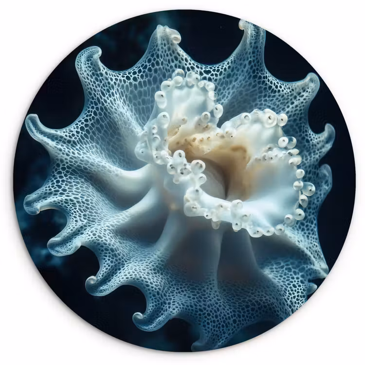 Wandcirkel - Glas - Zeewezen - Wit - Golven - Water — 1