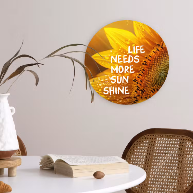 Wandcirkel - Glas - Zonnebloem - Close up - Geel - Quote — 4