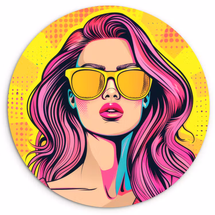 Wandcirkel - Glas - Zonnebril - Vrouw - Zonnig - Geel — 1