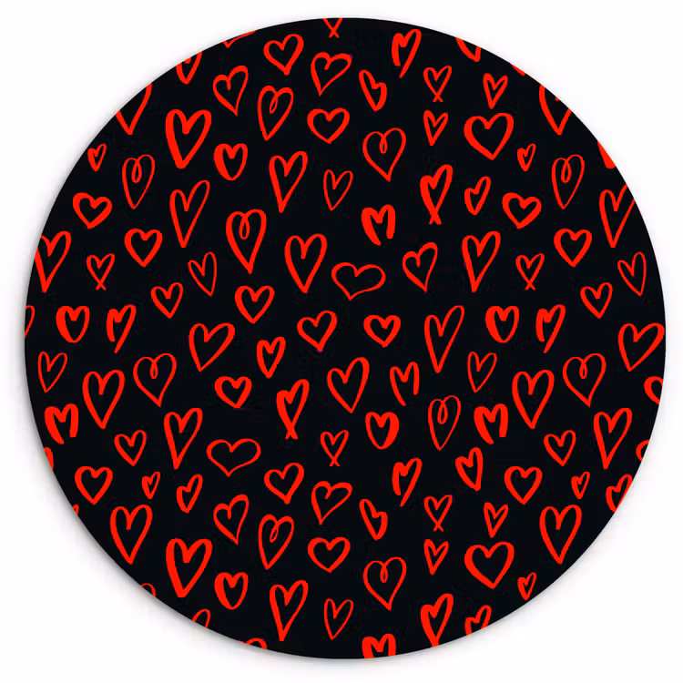 Wandcirkel - Glas - Zwart - Harten - Rood — 1
